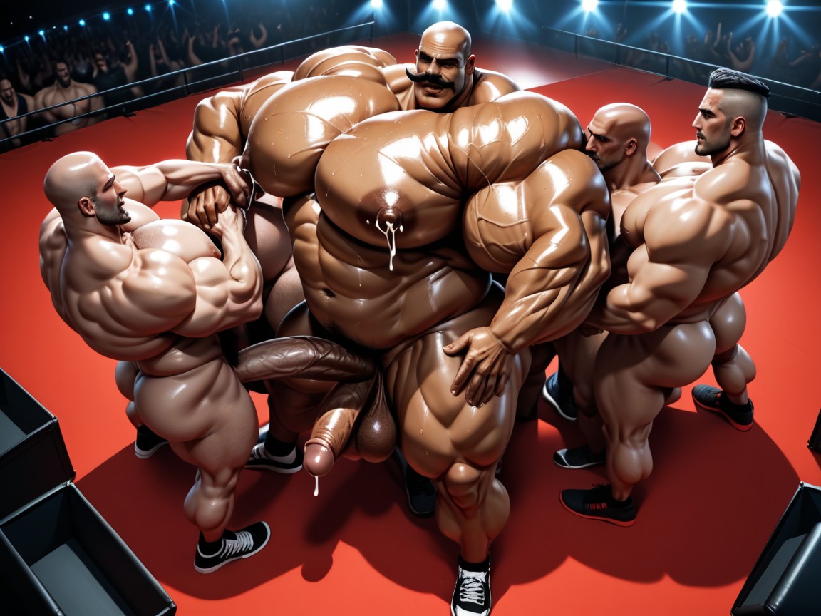 Massive Muscles, Erect Penis, En El Escenario Porno IA