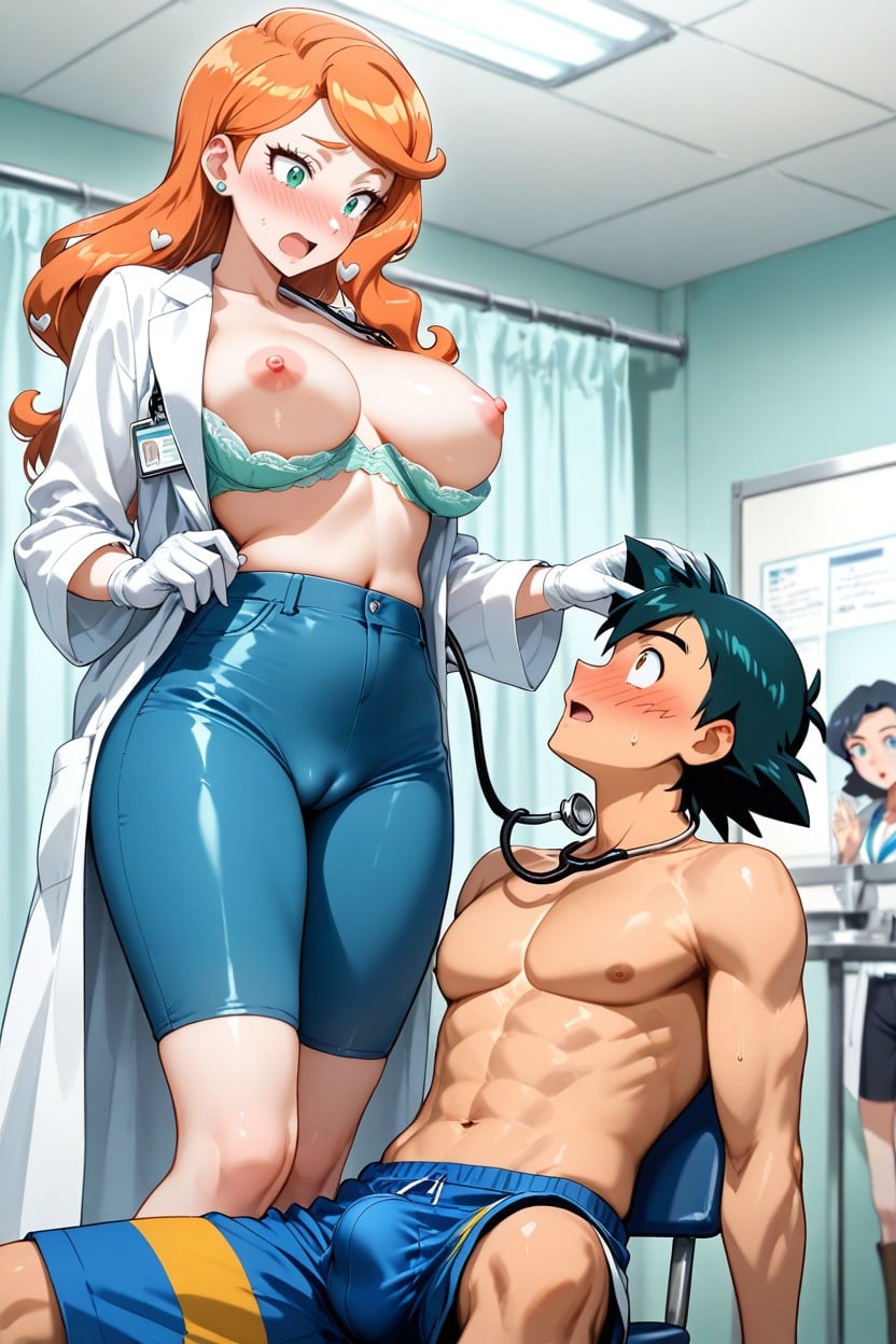 Navel Exposed, Loose White Lab Coat, Sonia From Hentai AI Porn