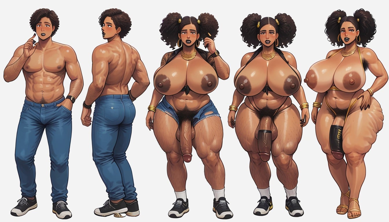 Boobs Growing, Massive Heavy Breasts, Muscular Man Shemale AI Porn