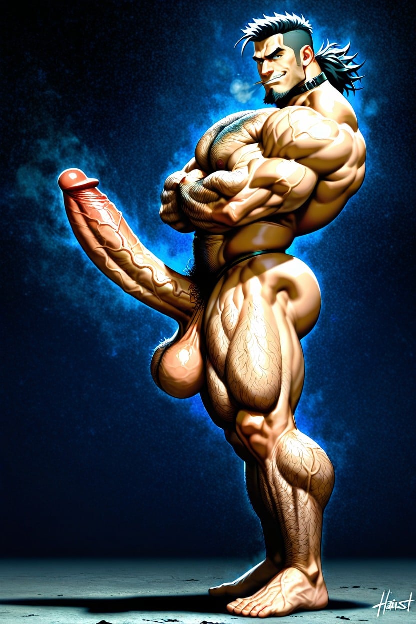 Smooth Muscles, Hairiest Chest, Collar AI Gay Porn