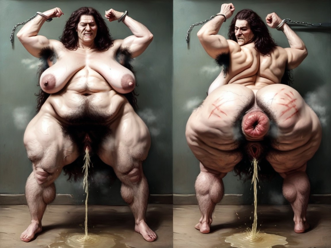 Grunting, Stupid, Hairy Ass Crack AI Porn