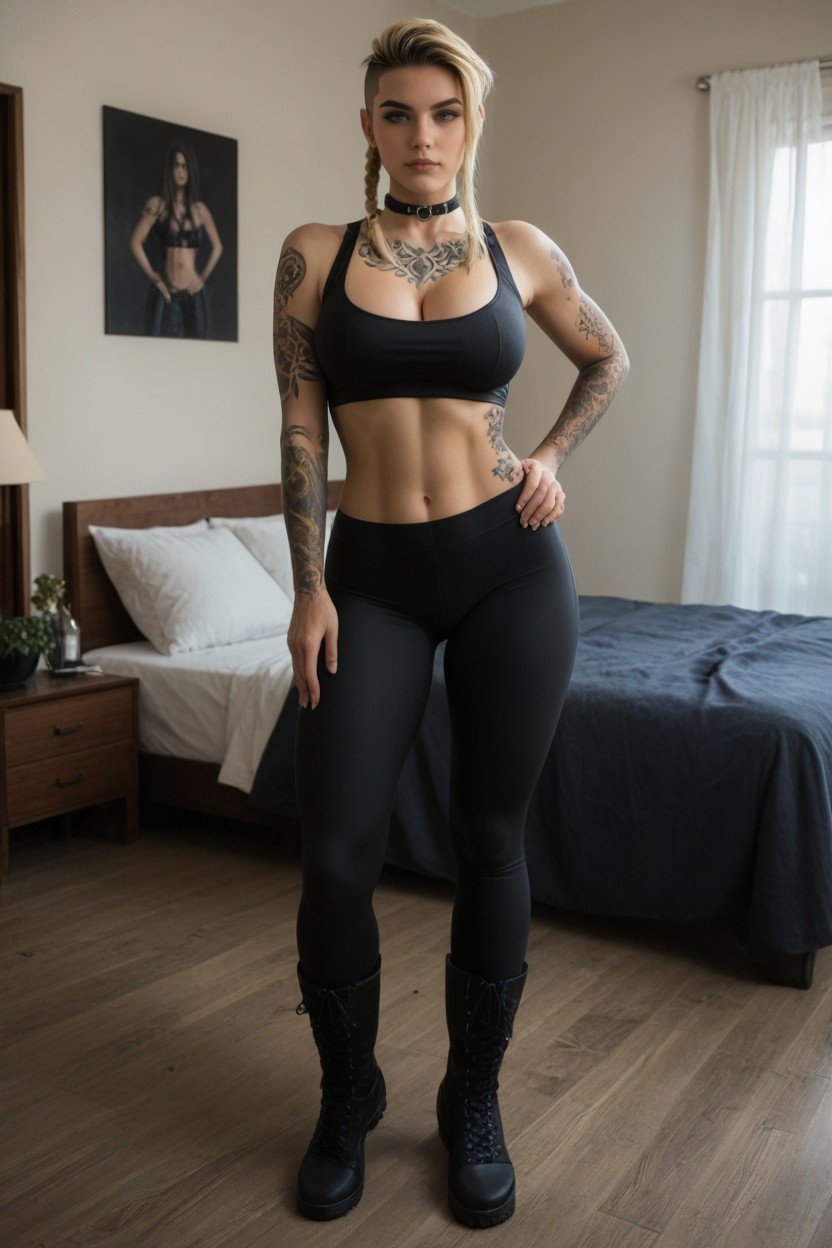 Cosplay, Stomach Tattoos, Over The Knee Heel Boots AI Porn