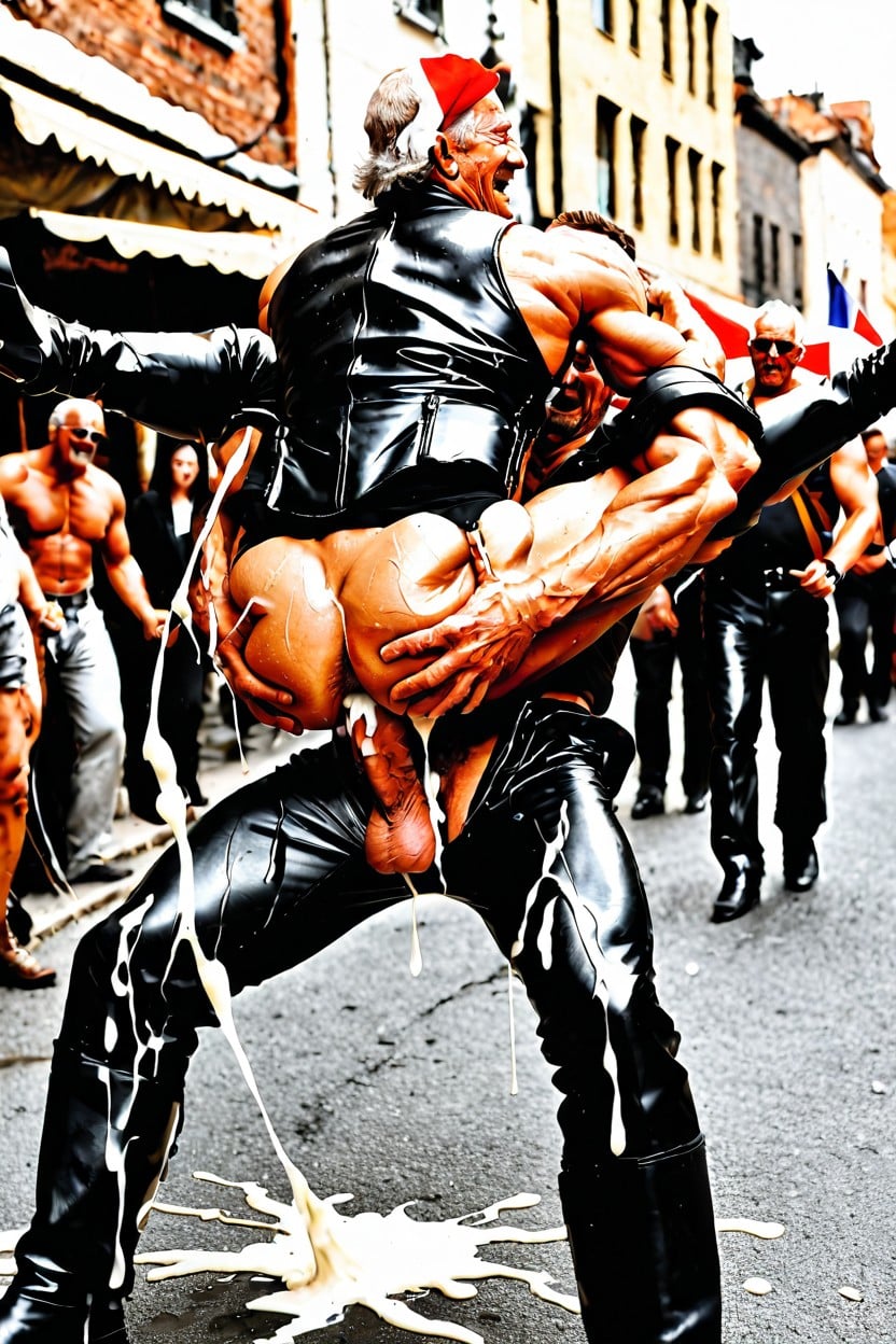 Harem, Black Leather Jacket, Tall Boots AI Gay Porn