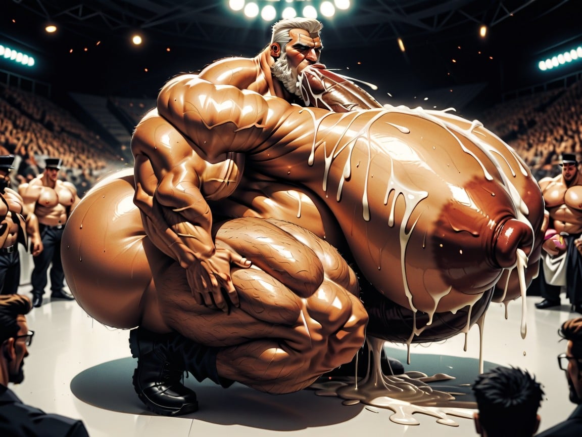 Sideburns, Mouth Agape, Big Extreme Hyper Nipples AI Gay Porn