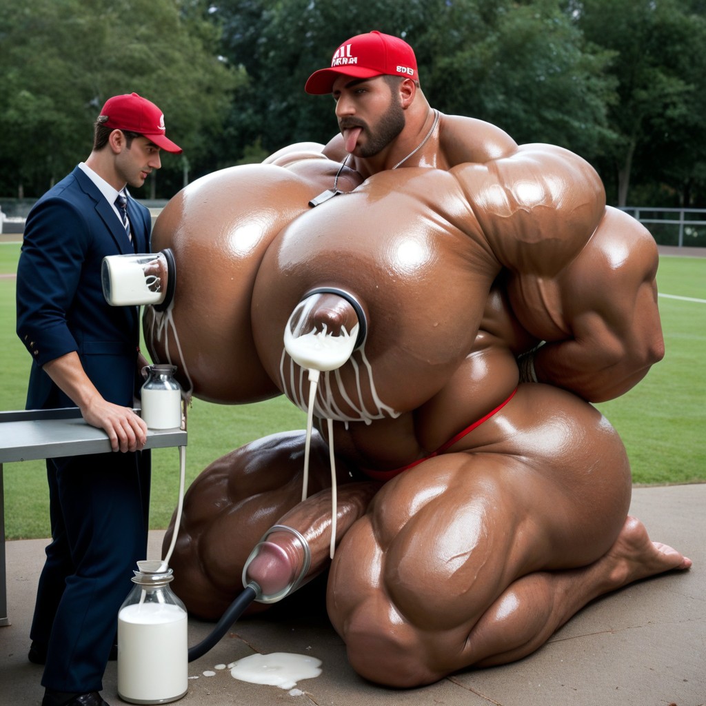 Pinching Nipples, Oiled Skin, Milking Machine AI Gay Porn
