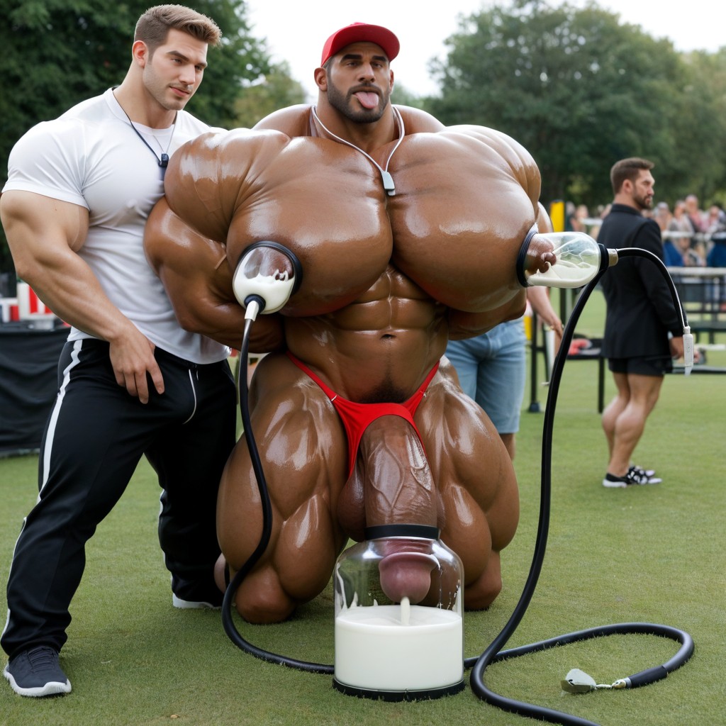 Huge Arms, Man Kneeling, Rough Squeeze AI Gay Porn