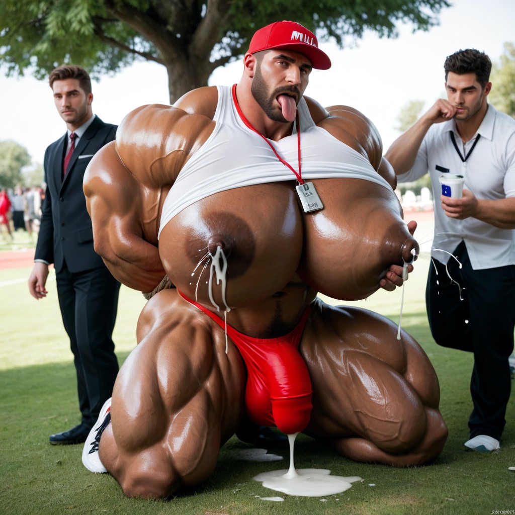 Erect Gigantic Penis, Oiled Skin, Legs Spread AI Gay Porn