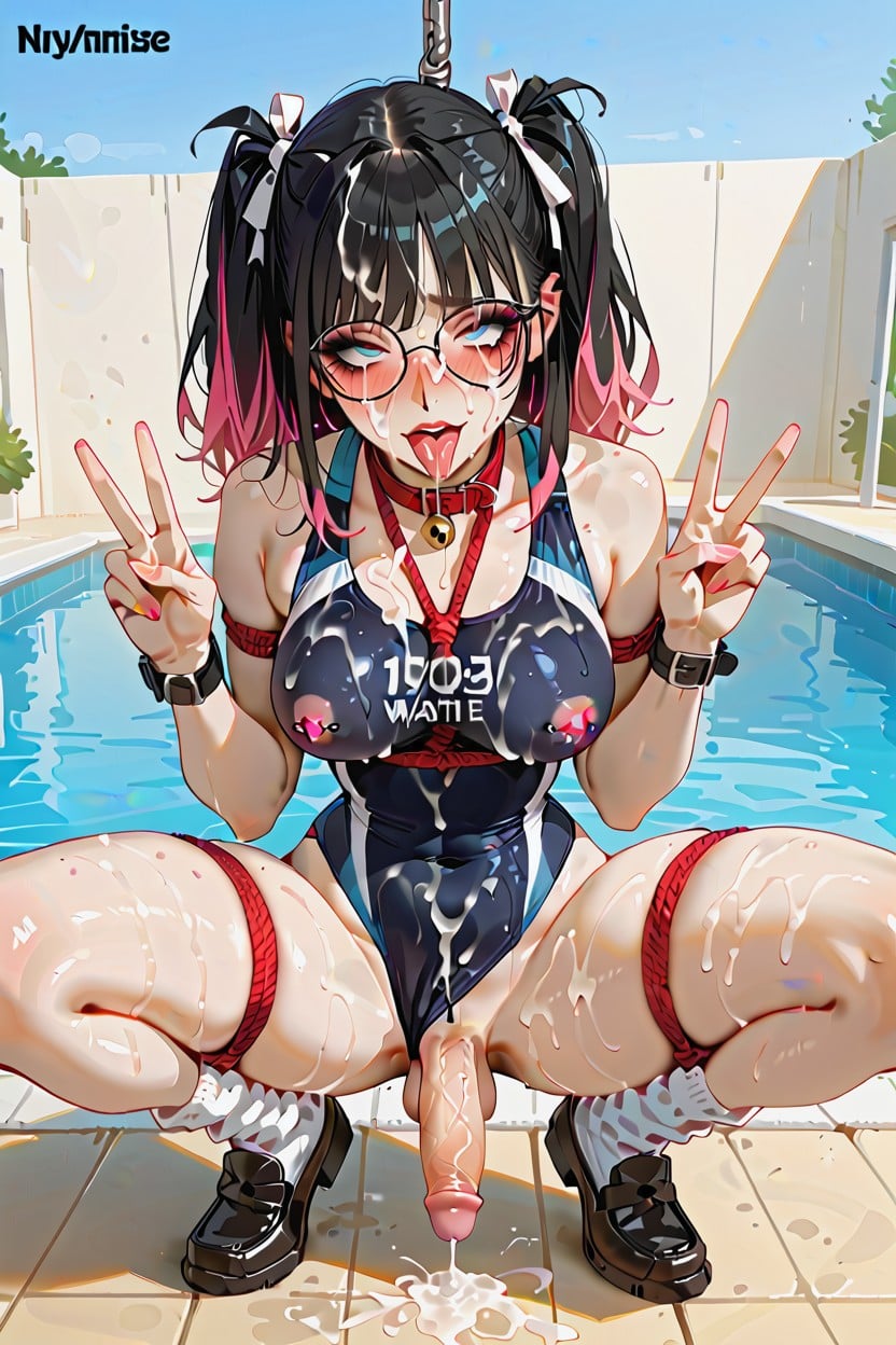 Poolside, Wasp Waist, Spread Legs Shemale AI Porn