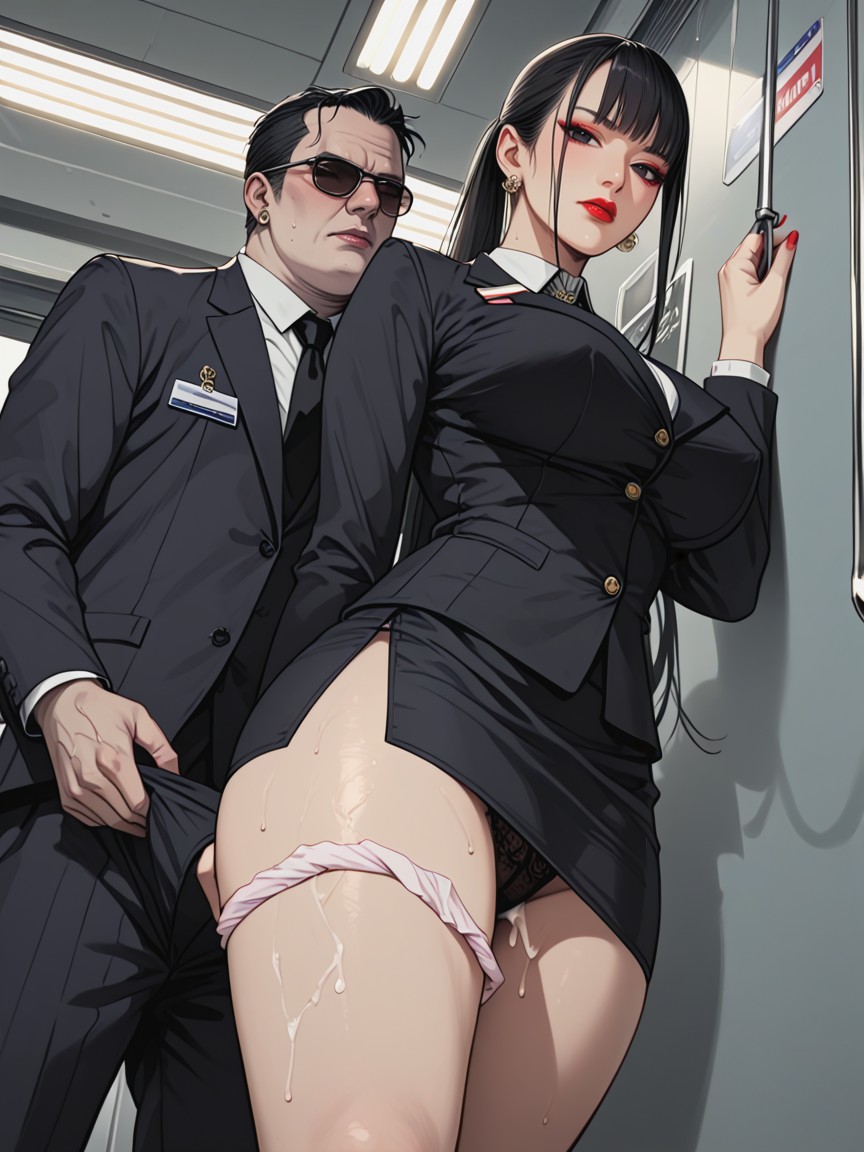 Disgusted, An Ugly Manapulling Her Nipple, High Ponytail Hentai AI Porn