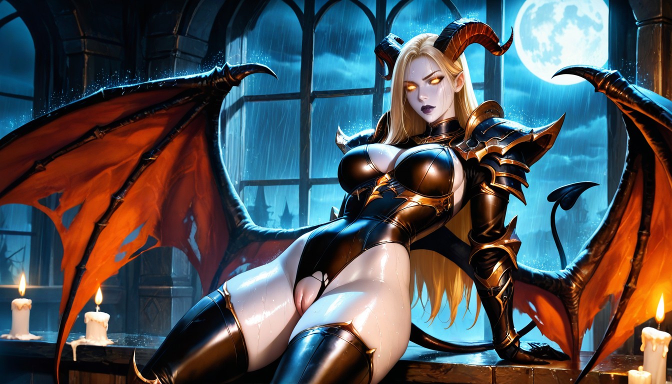 Blonde Hair, Thick Thighs, Demon Tail AI Porn