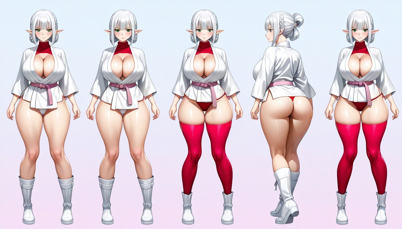 White Hair, Hair Bangs Yellow, 18+ Hentai AI Porn
