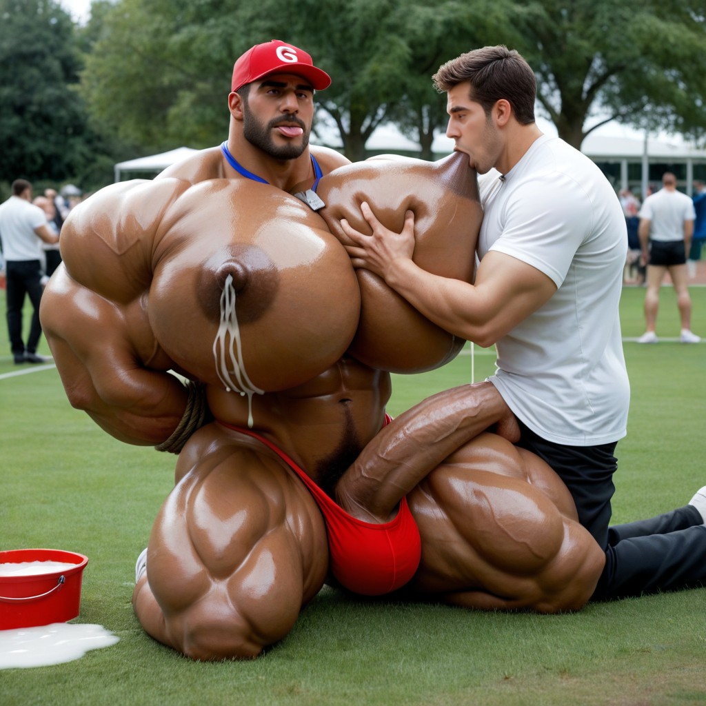 Veiny Penis, Tongue Out, Man Laying On Back AI Gay Porn