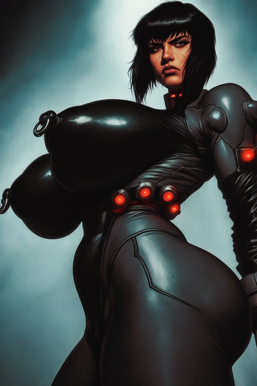 Torpedo Tits, Tits Covered Under Skintight Suit, Long Nipples AI Porn