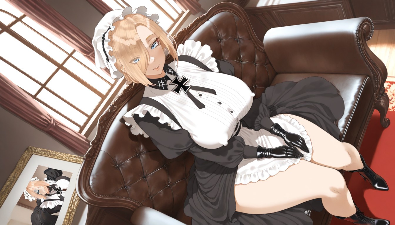 Black, Sitting Down, Black Cloth Gloves Hentai AI Porn