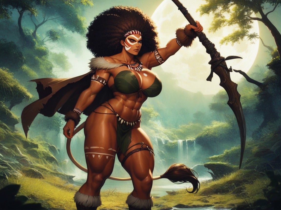 Dense Black Afro, Dust Motes, Ancient Tribal Setting Hentai AI Porn