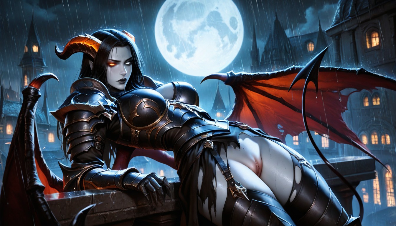 Full Armor, Pale Moon, Night AI Porn