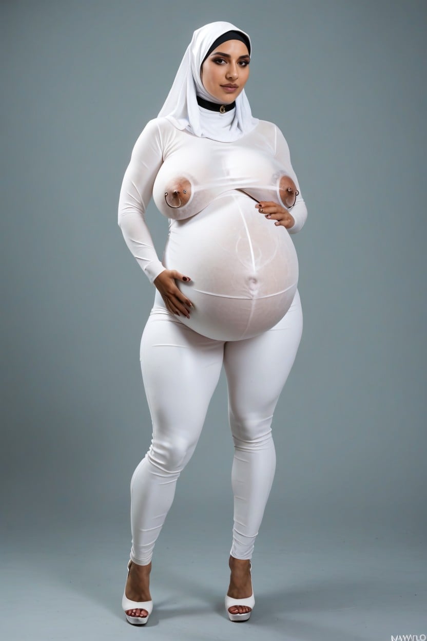 Breast Bigger Than Torso, Veiny Breasts, Wearing High Heels AI Porn