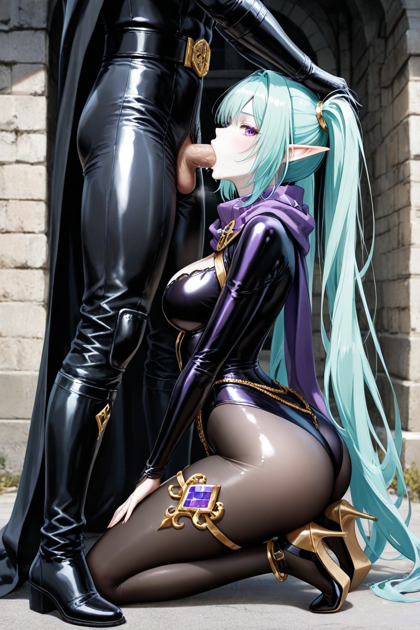 Deepthroat, Heels Built Into Bodysuit, Looking At Viewer AI Porn