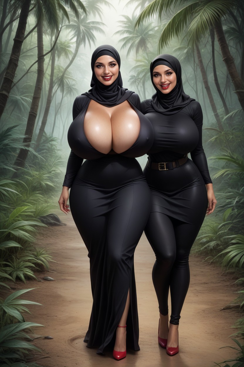 Hijab, North American City, Full Body Hentai AI Porn