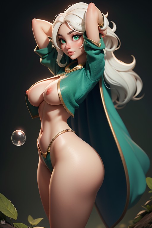 Forest Background, Green Eyes, Large Breasts Hentai AI Porn