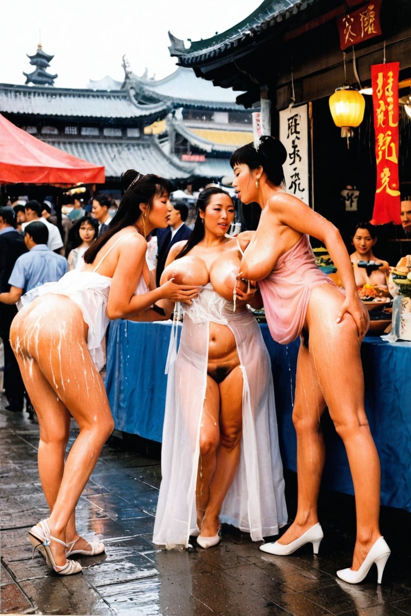Crowded, Drooling, Audience Watching AI Porn