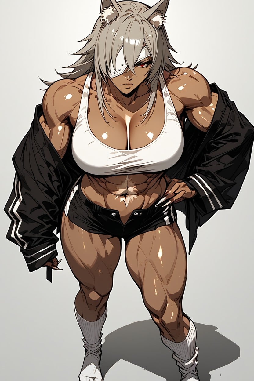 Ghislaine, De Pie, Flexing Arms Hentai IA