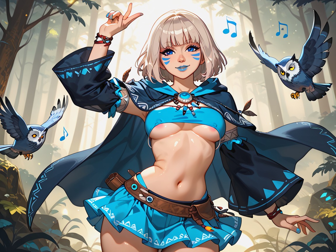 Skinny, Stone Circle Background, Rounded Breast Latina AI Porn
