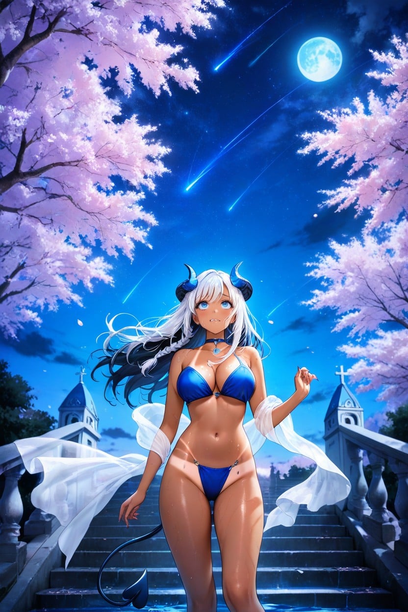 View From Below, Blue Eyes, Choker Hentai AI Porn