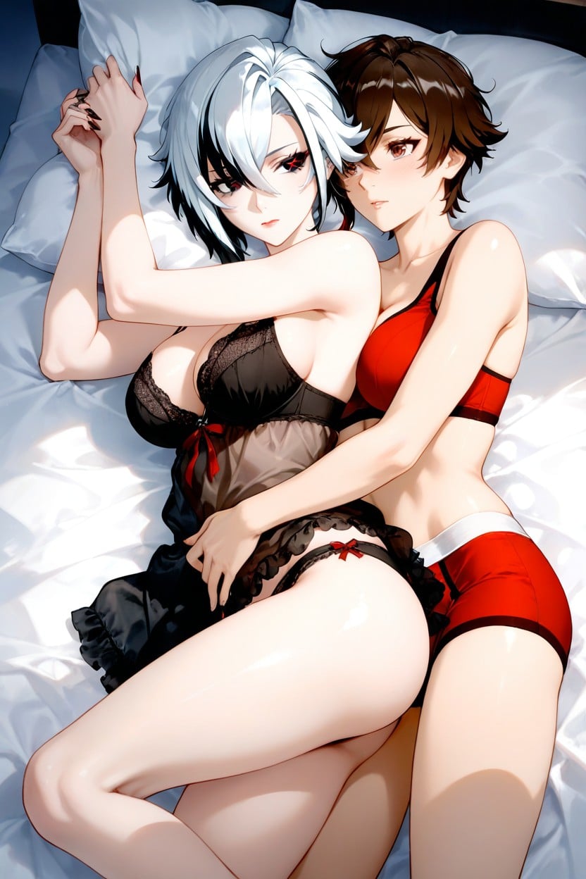 Hair, Fair Skin, Arlecchino Hentai IA
