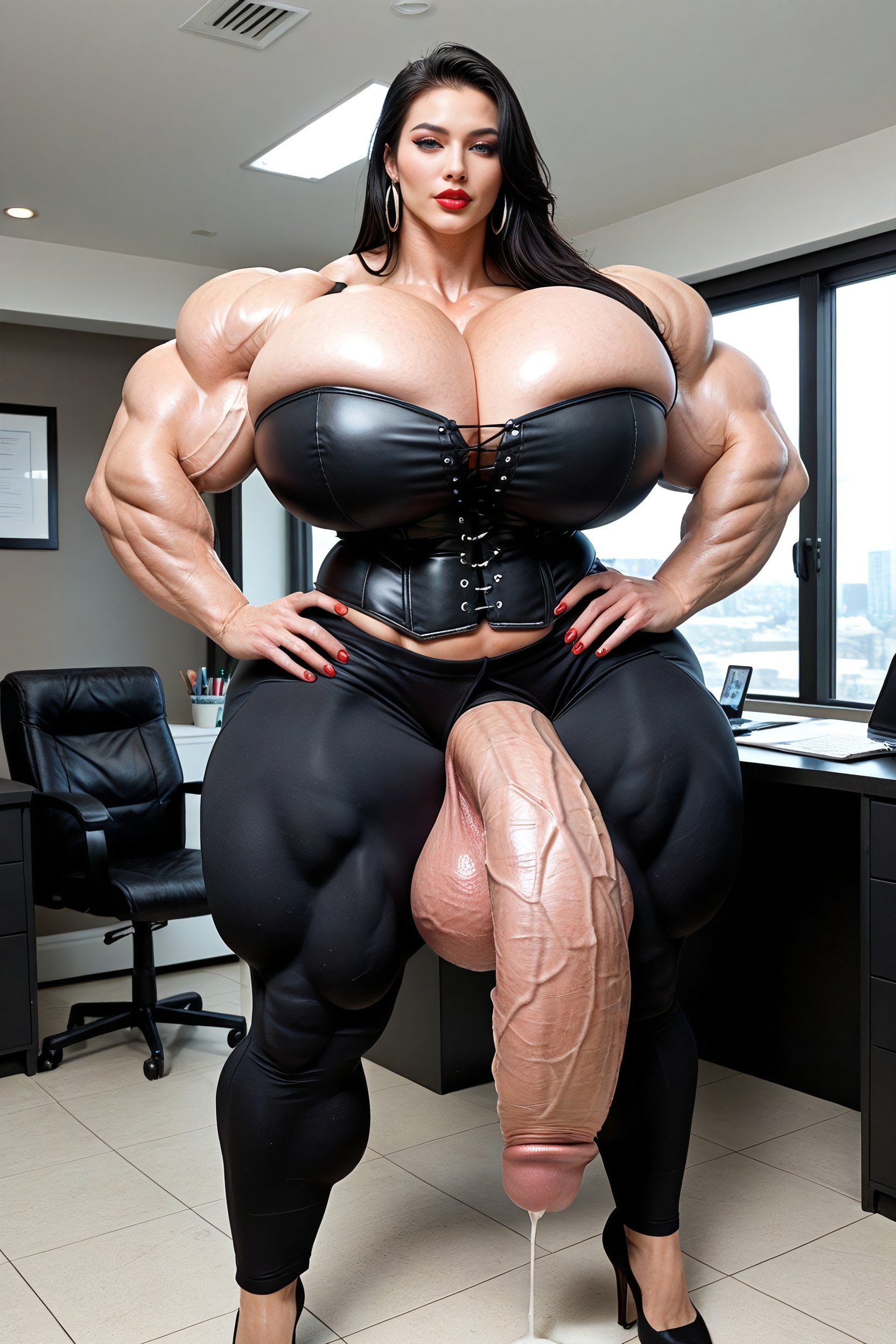 Corset, Gigantic Tits, Gigantic Biceps Shemale AI Porn