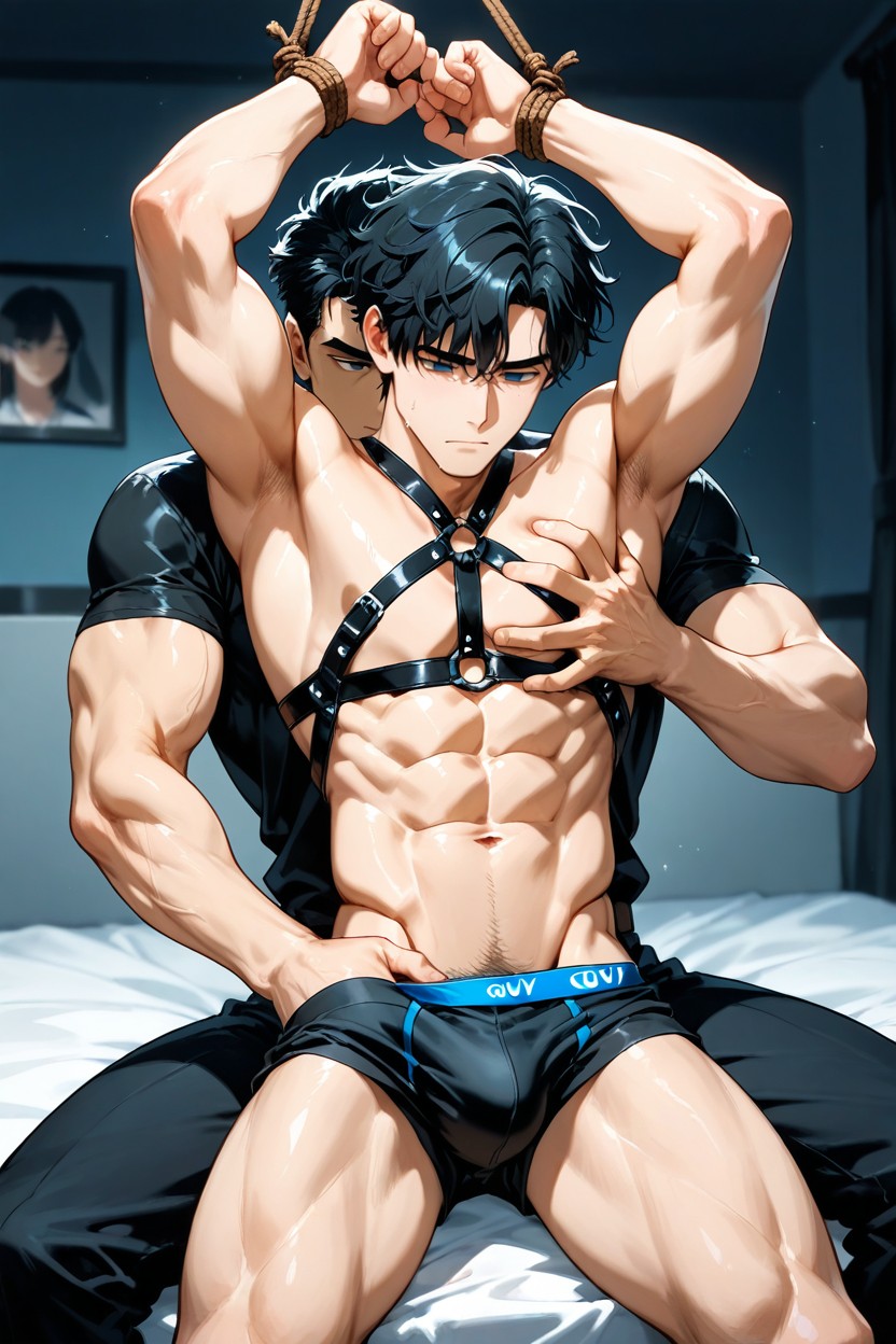 Slightly Messy Hair, The Person Behind Has A Lewd Expression, Put Hand In Underwear Porno IA Gay