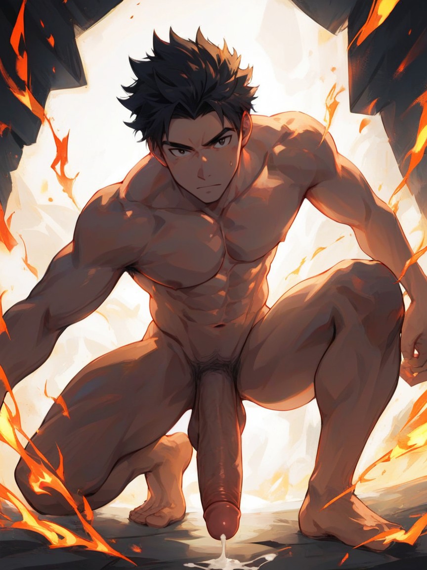 Thick Cum, Messy Hair, Intense Focus ゲイAIポルノ