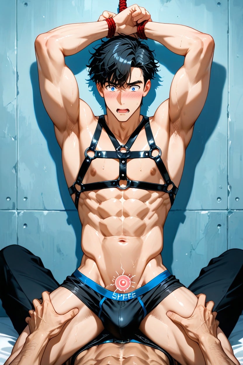 Shibari, Black Shorts, Black Hair Porno IA Gay