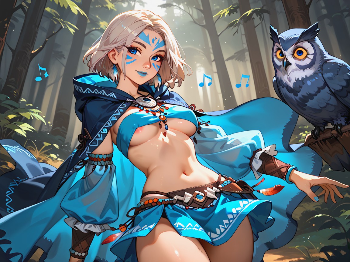 Glossy Finish, 1 Persona, Blue Owl Hooded Cape Porno latina IA