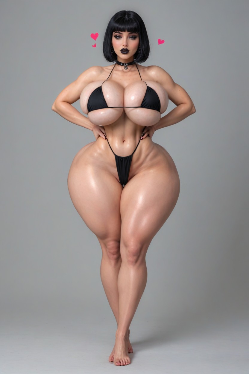 Thigh Curtain, Huge Spherical Breasts, Bimbo AI Porn