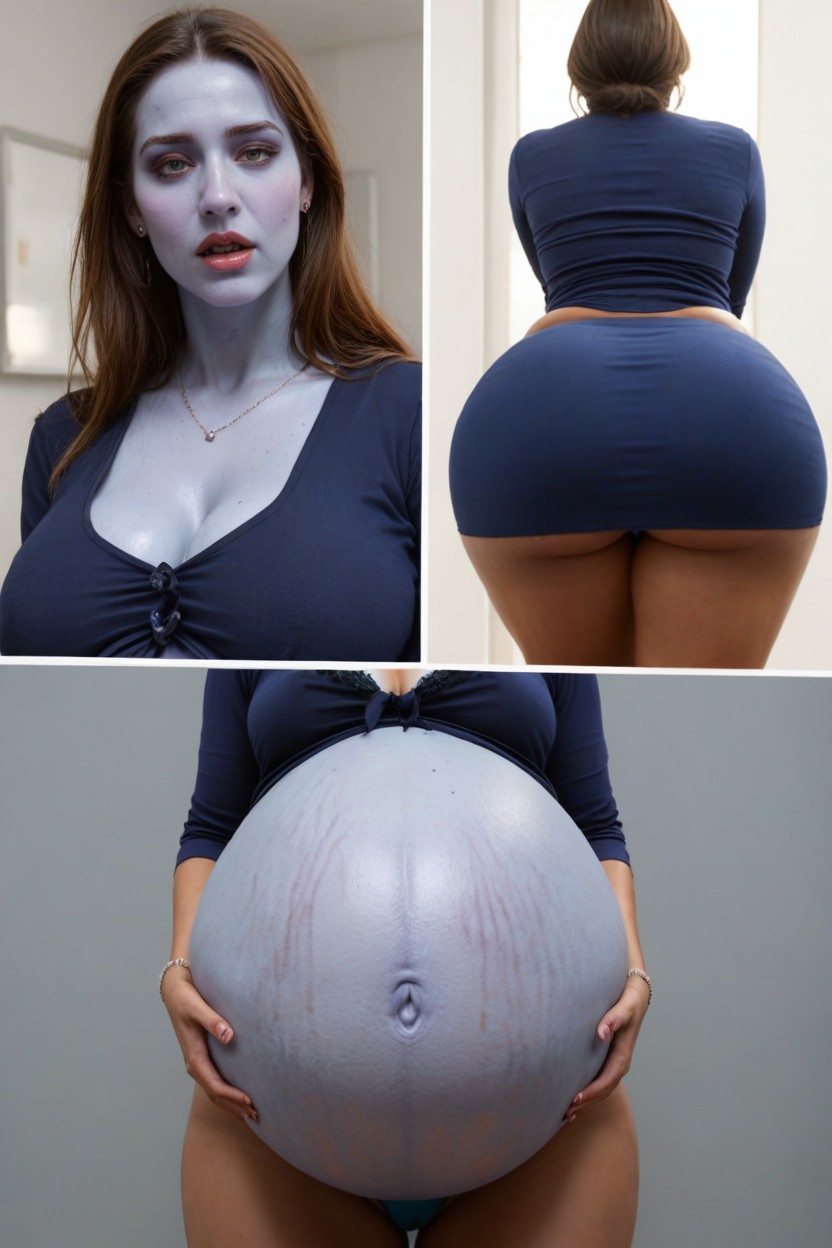 Front View, Purple Skin, No Stretch Marks AI Porn