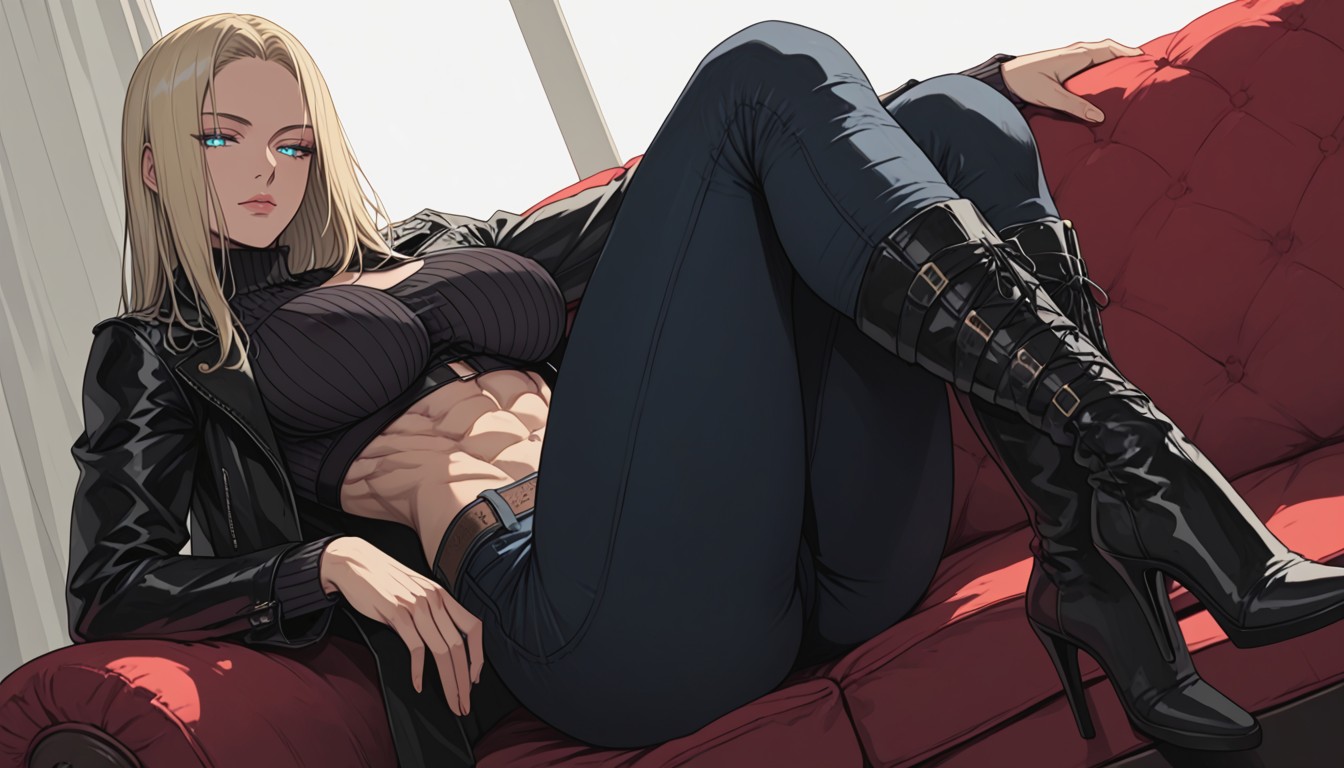 Muscular, 25+, Leaning On Sofa With Arm On Backrest Hentai AI Porn