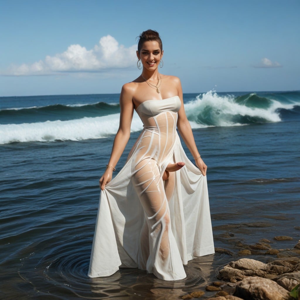 Sunny, Sea Waves, Emerge Of The Ocean Wave Shemale AI Porn