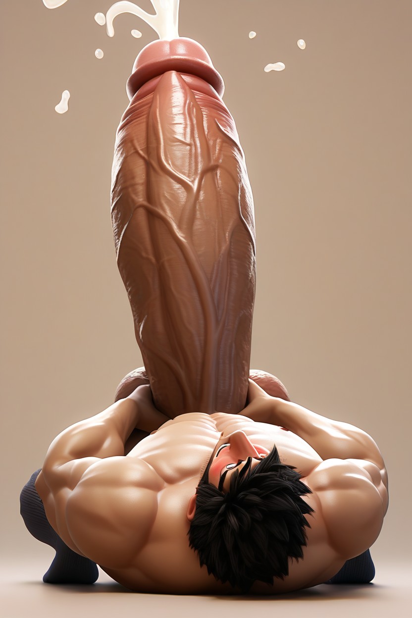 Brunette, Hyper Penis, Ball Growth AI Gay Porn