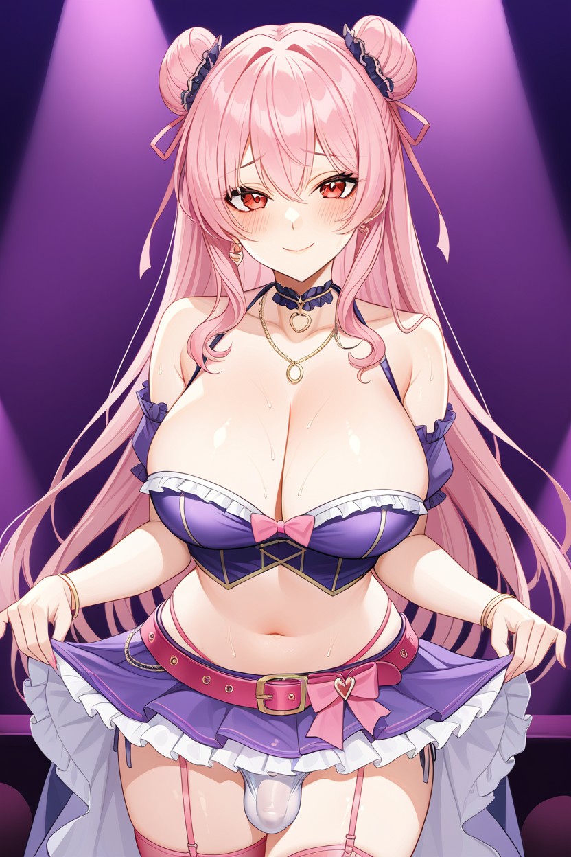 Standing, Pretty Face, Pink Hair Hentai AI Porn