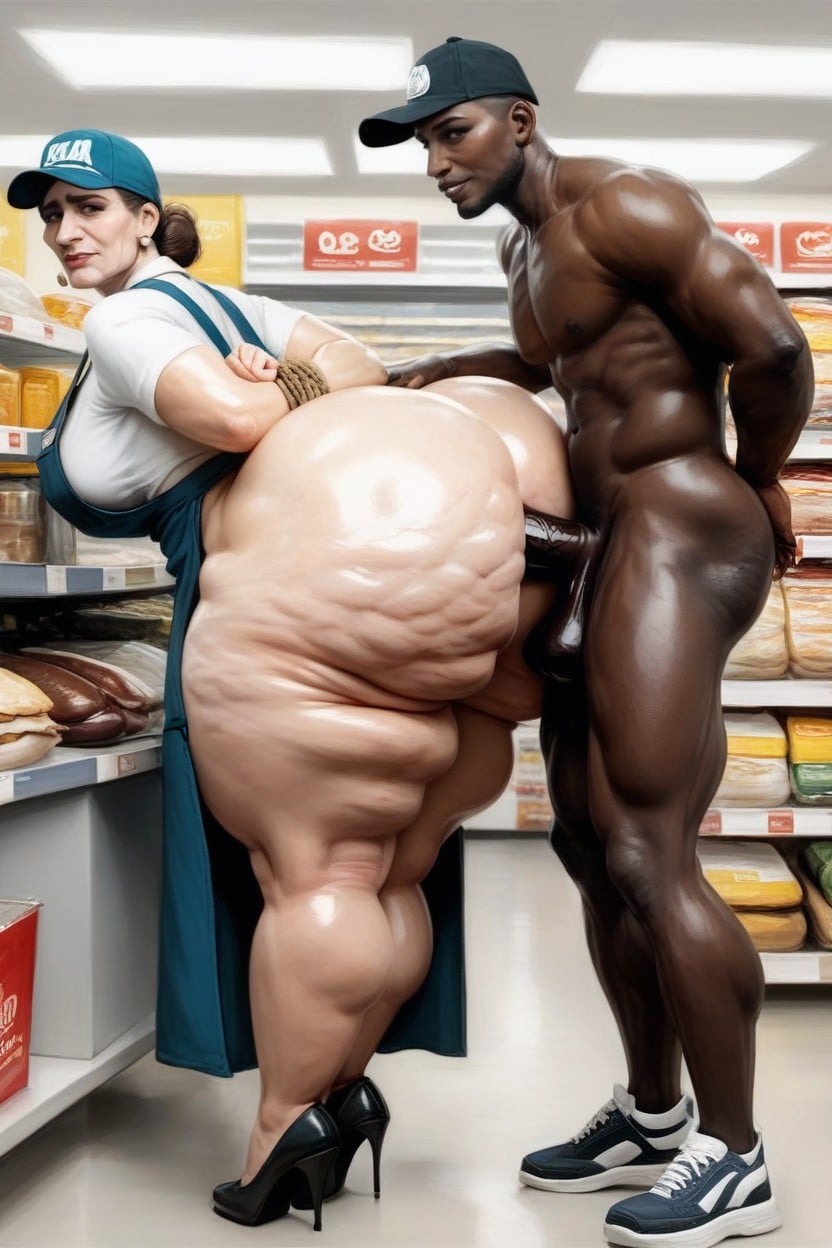 Mega Ass, Convenince Store Worker, Pale Skin AI Porn
