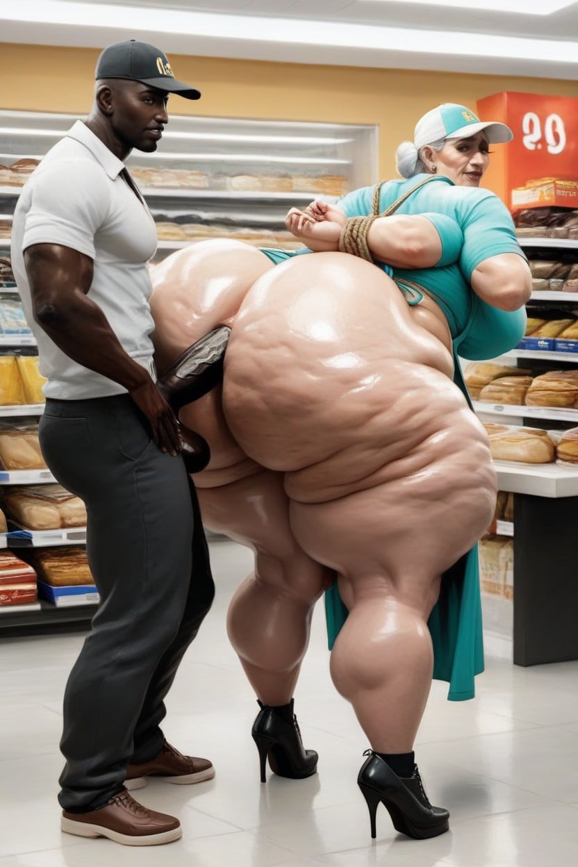 Big Wide Hips, In Restaurant, Bending Over AI Porn