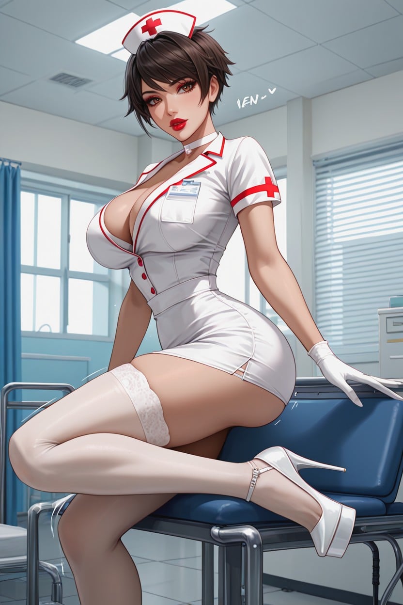 In Hospital, Lift Up Skirt With Hands, Sexy Pose AI Porn
