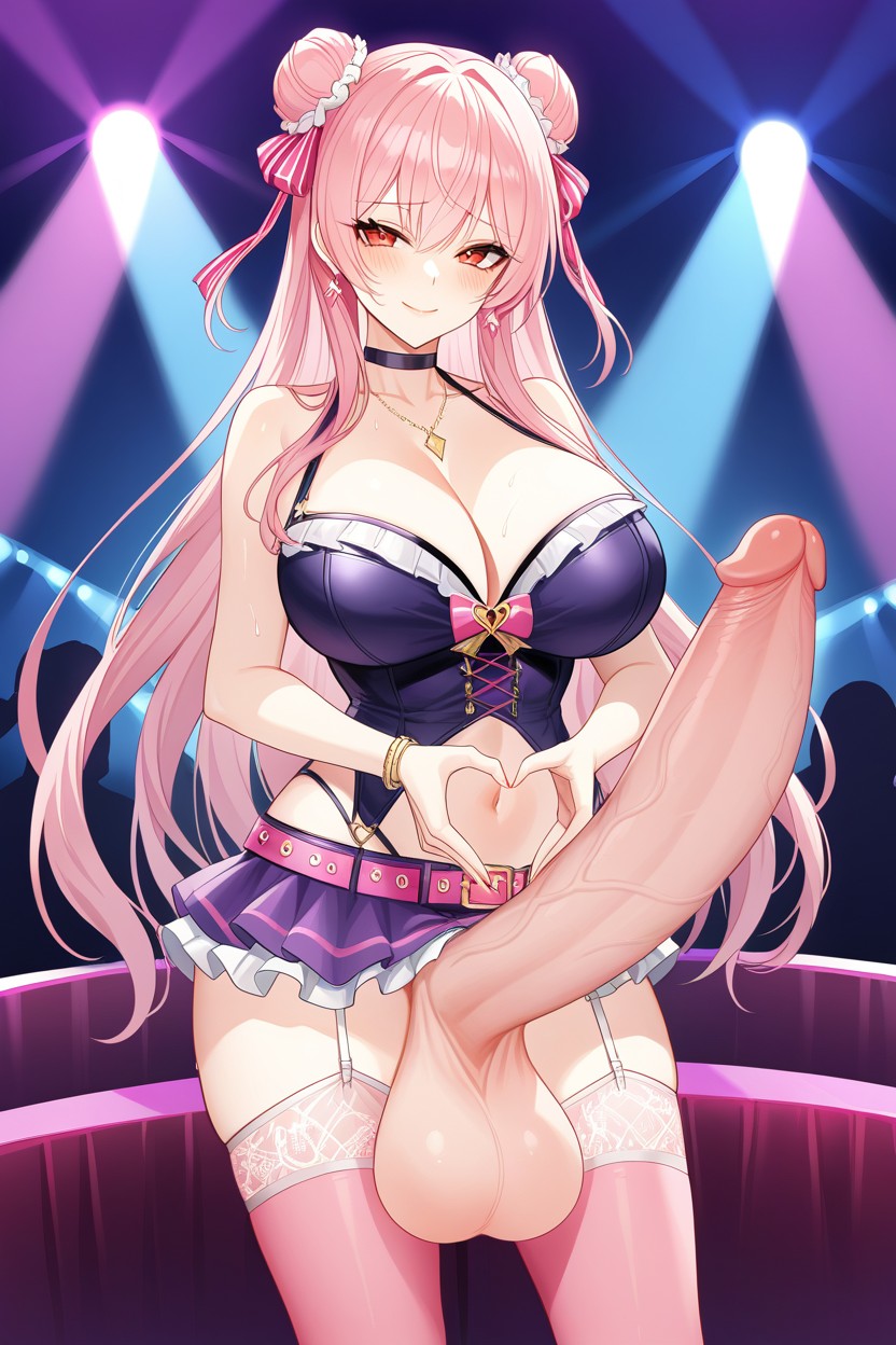 Pink Hair, Hand Heart Signs, Looking Straight Hentai AI Porn