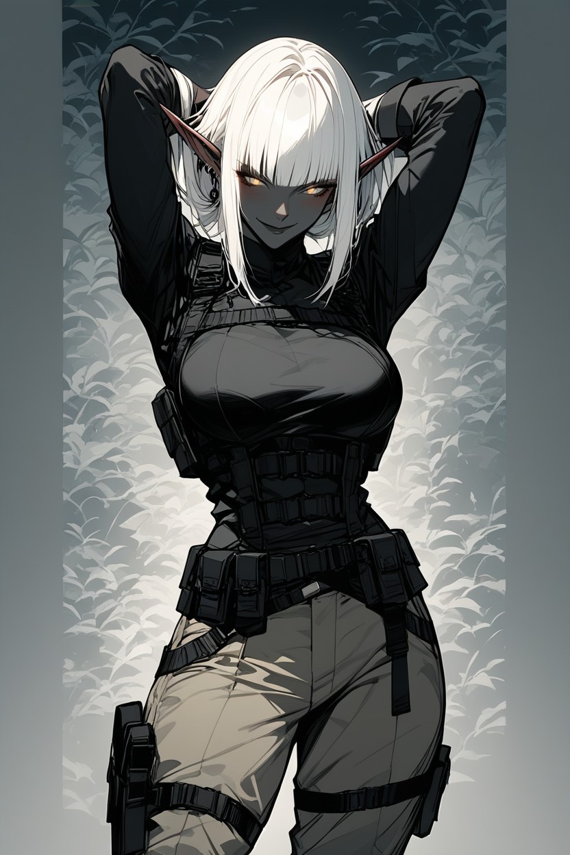 Earrings, Handgun Holstered, Cinematic Lighting Hentai AI Porn