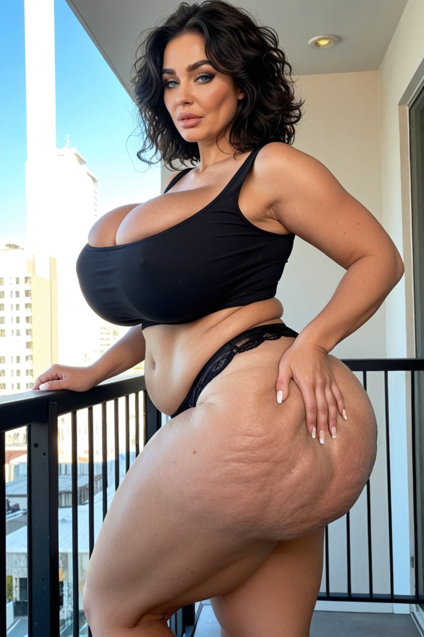 Wrinkles, Viewer Is Below Her, Black Eyeliner MILF AI Porn