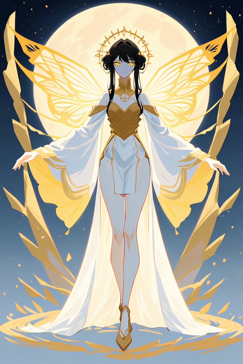 Long Wings, Black Hair, Bun Hair Hentai AI Porn