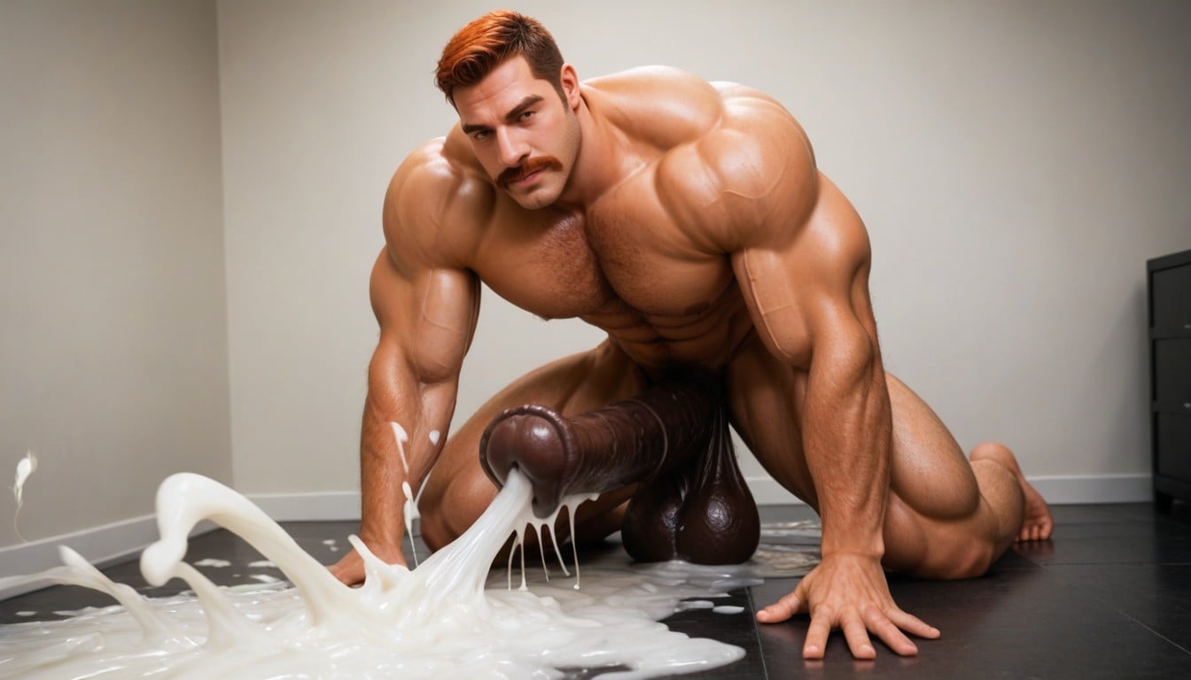 Large Pectoral Muscles, Grabbing Chest, Mustache Porno IA Gay