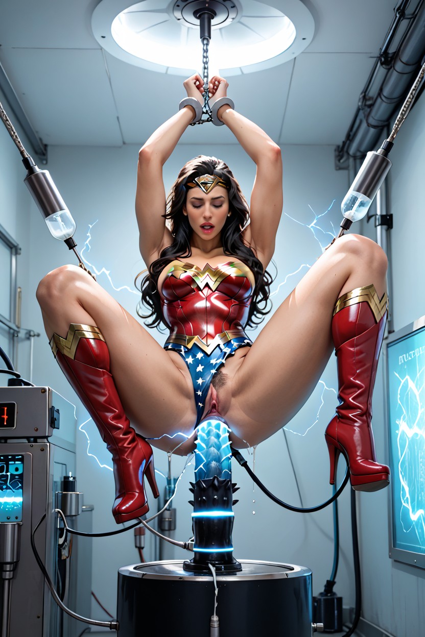 Electrified, Orgasm Face, Handcuffs Shemale AI Porn