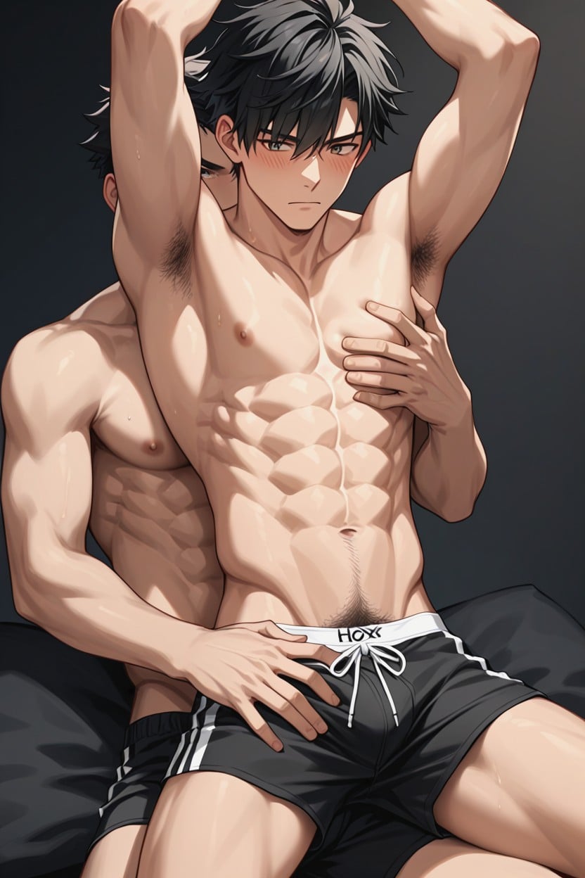 Anime Like Hair Style, Black Shorts, Only Men Porno gay IA